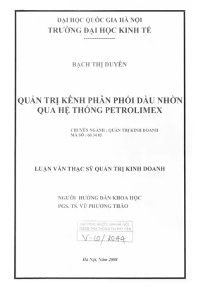 Luận văn thạc sĩ quản trị kinh doanh quản trị kênh phân phối dầu nhờn qua hệ thống petrolimex