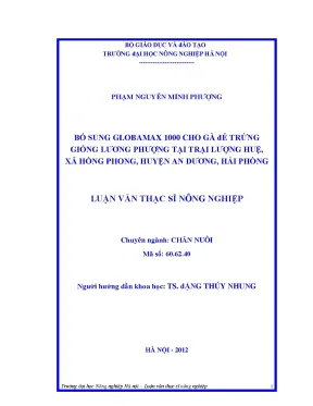 Bổ sung globamax 1000 cho gà đẻ trứng giống lương phượng tại trại lượng huệ xã hồng phong huyện an dương hải phòng