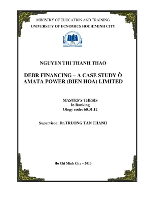 Luận văn debt financing a case study of amata power bien hoa limited luận văn thạc sĩ