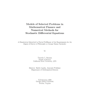 Luận án tiến sĩ models of selected problems in mathematical finance and numerical methods for stochastic differential equations