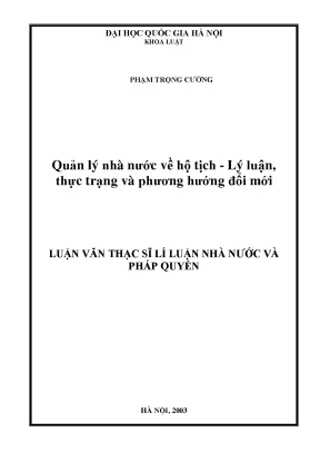Quản lý nhà nước về hộ tịch lý luận thực trạng và phương hướng đổi mới