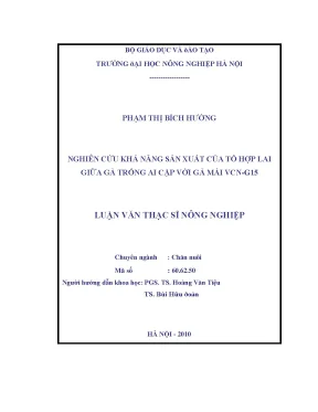 Nghiên cứu khả năng sản xuất của tổ hợp lai giữa gà trống ai cập với gà mái vcn g15