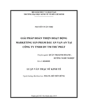 Luận văn giải pháp hoàn thiện hoạt động marketing sản phẩm dầu ăn vạn an tại công ty tnhh dv tm thư phát