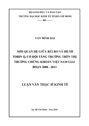 Luận văn mối quan hệ giữa rủi ro và hệ số tobin q cơ hội tăng trưởng trên thị trường chứng khoán việt nam giai đoạn 2008 2013