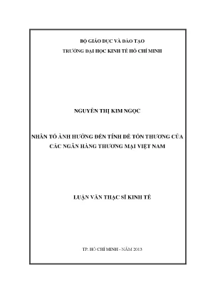 Luận văn nhân tố ảnh hưởng đến tính dễ tổn thương của các ngân hàng thương mại việt nam