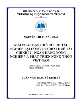 Luận văn giải pháp hạn chế rủi ro tác nghiệp tại công ty cho thuê tài chính ngân hàng nông nghiệp và phát triển nông thôn việt nam