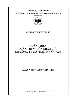 Luận văn hoàn thiện quản trị nguồn nhân lực tại công ty cổ phần địa ốc acb