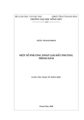 Luận văn một số phương pháp giải bất phương trình hàm