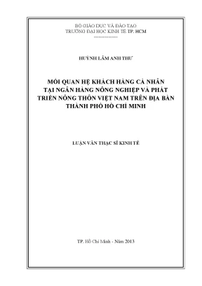 Luận văn mối quan hệ khách hàng cá nhân tại ngân hàng nông nghiệp và phát triển nông thôn việt nam trên địa bàn tp hcm