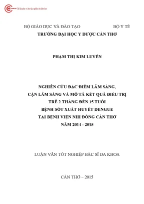 1733 nghiên cứu đặc điểm lâm sàng cận lâm sàng và mô tả kết quả điều trị trẻ 2 tháng đến 15 tuổi bệnh sốt xuất huyết dengue tại bv nhi đồng cần thơ năm 201