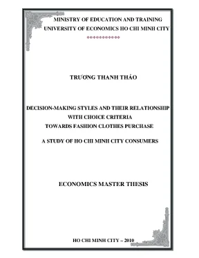 Luận văn decision making styles and therir relationship with choice criteria towards fashion clothes purchase a study of ho chi minh city consummers luận văn thạc sĩ