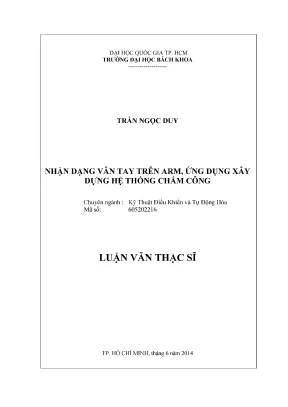 Luận văn thạc sĩ kỹ thuật điều khiển và tự động hóa nhận dạng vân tay trên arm ứng dụng xây dựng hệ thống chấm công