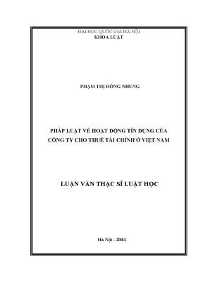 Pháp luật về hoạt động tín dụng của công ty cho thuê tài chính ở việt nam