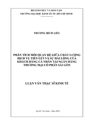 Luận văn phân tích mối quan hệ giữa chất lượng dịch vụ tiền gửi và sự hài lòng của khách hàng cá nhân tại ngân hàng tmcp sài gòn