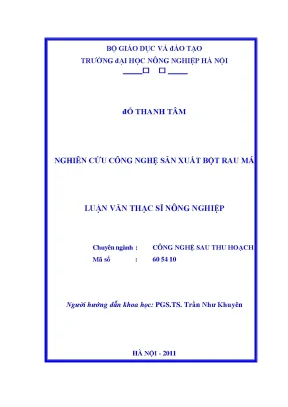 Nghiên cứu công nghệ sản xuất bột rau má