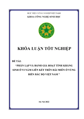 Phân lập và đánh giá hoạt tính kháng sinh ở vi nấm liên kết trên hải miên ở vùng biển bắc bộ việt nam