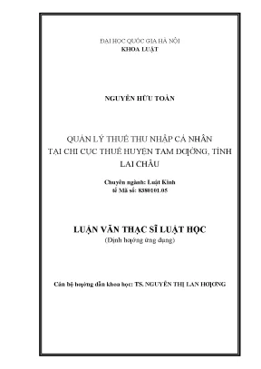 Quản lý thuế thu nhập cá nhân tại chi cục thuế huyện tam đường tỉnh lai châu