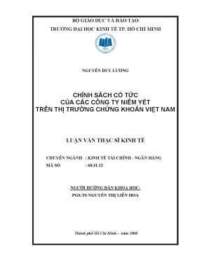 Luận văn chính sách cổ tức của các công ty niêm yết trên thị trường chứng khoán việt nam