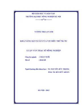 Khả năng sản xuất của vịt siêu trứng tc