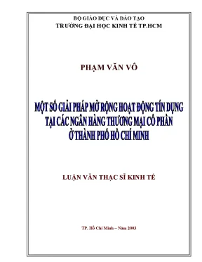 Luận văn một số giải pháp mở rộng hoạt động tín dụng tại các ngân hàng thương mại cổ phần ở thành phố hồ chí minh