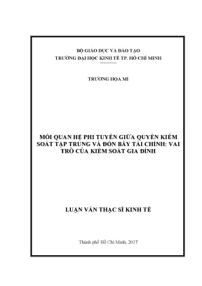 Luận văn mối quan hệ phi tuyến giữa quyền kiểm soát tập trung và đòn bẩy tài chính vai trò của kiểm soát gia đình