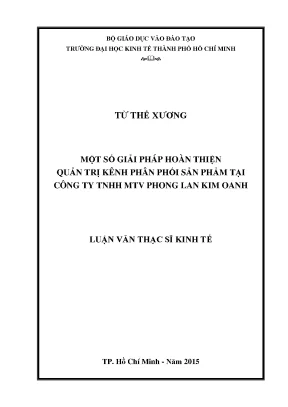 Luận văn một số giải pháp hoàn thiện quản trị kênh phân phối sản phẩm tại công ty tnhh mtv phong lan kim oanh