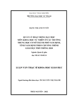 Quản lý hoạt động dạy học môn khoa học tự nhiên ở các trường trung học cơ sở thành phố nam định tỉnh nam định theo chương trình giáo dục phổ thông 2018