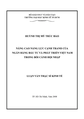 Luận văn nâng cao năng lực cạnh tranh của ngân hàng đầu tư và phát triển việt nam trong bối cảnh hội nhập