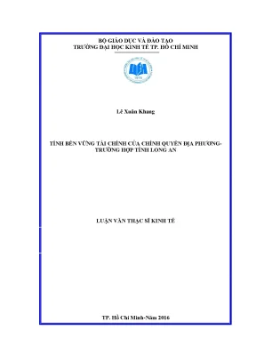Luận văn tính bền vững tài chính của chính quyền địa phương trường hợp tỉnh long an