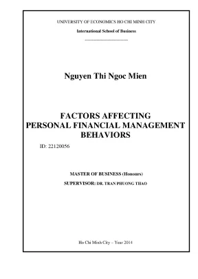 Luận văn factors affecting personal financial management behaviors
