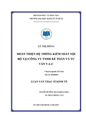 Luận văn hoàn thiện hệ thống kiểm soát nội bộ tại công ty tnhh kế toán và tư vấn v l c