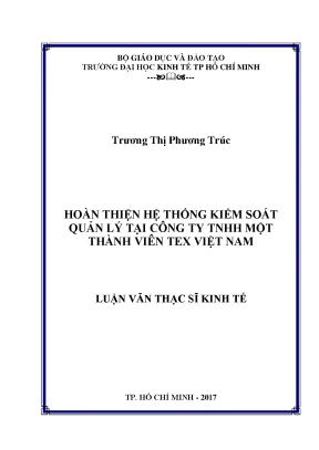 Luận văn hoàn thiện hệ thống kiểm soát quản lý tại công ty tnhh một thành viên tex việt nam