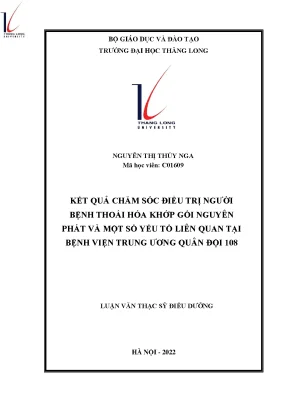 Kết quả chăm sóc điều trị người bệnh thoái hóa khớp gối nguyên phát và một số yếu tố liên quan tại bệnh viện trung ương quân đội 108