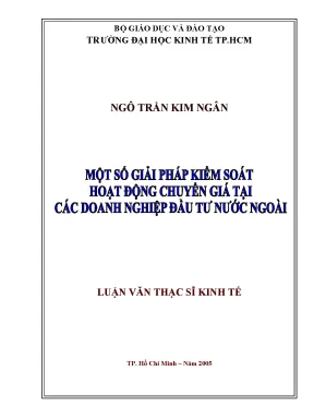 Luận văn một số giải pháp kiểm soát hoạt động chuyển giá tại các doanh nghiệp đầu tư nước ngoài