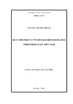 Quy chế pháp lý về sở giao dịch hàng hóa theo pháp luật việt nam