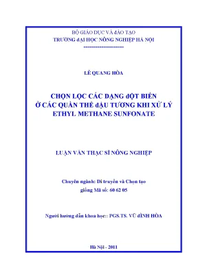 Chọn lọc các dạng đột biến ở các quần thể đậu tương khi xử lý ethyl methane sunfonate