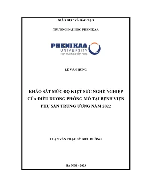 Khảo sát mức độ kiệt sức nghề nghiệp của điều dưỡng phòng mổ tại bệnh viện phụ sản trung ương năm 2022