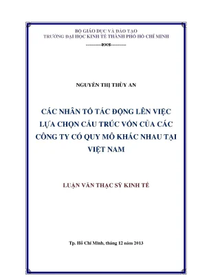 Luận văn các nhân tố tác động lên việc lựa chọn cấu trúc vốn của các công ty có quy mô khác nhau tại việt nam