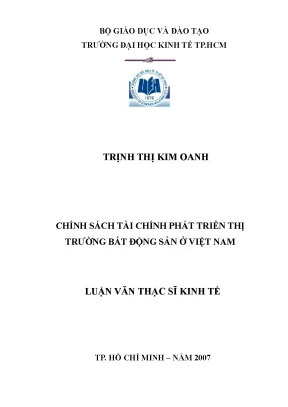 Luận văn chính sách tài chính phát triển thị trường bất động sản ở việt nam