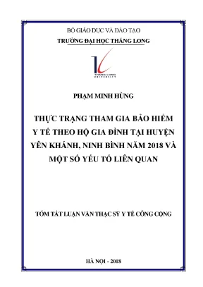 Tóm tắt luận văn thạc sĩ y tế công cộng thực trạng tham gia bảo hiểm y tế theo hộ gia đình tại huyện yên khánh ninh bình năm 2018 và một số yếu tố liên quan