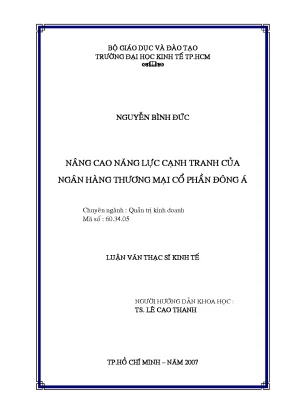 Luận văn nâng cao năng lực cạnh tranh của ngân hàng thương mại cổ phần đông á luận văn thạc sĩ