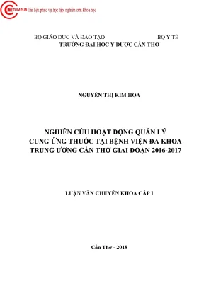 1358 nghiên cứu hoạt động quản lý cung ứng thuốc tại bv đa khoa trung ương cần thơ giai đoạn 2016 2017