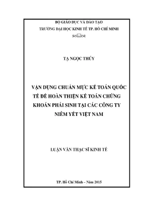 Luận văn vận dụng chuẩn mực kế toán quốc tế để hoàn thiện kế toán chứng khoán phái sinh tại các công ty niêm yết tại việt nam