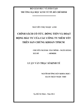 Luận văn chính sách cổ tức dòng tiền và hoạt động đầu tư của các công ty niêm yết trên sàn chứng khoán việt nam