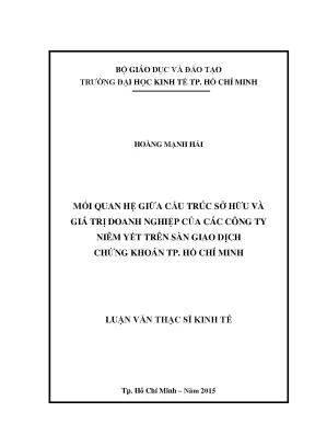 Luận văn mối quan hệ giữa cấu trúc sở hữu và giá trị doanh nghiệp của các công ty niêm yết trên sàn giao dịch chứng khoán thành phố hồ chí minh