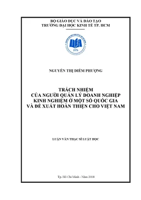 Luận văn trách nhiệm của người quản lý doanh nghiệp kinh nghiệm ở một số quốc gia và đề xuất hoàn thiện cho việt nam