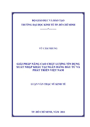 Luận văn giải pháp nâng cao chất lượng tín dụng xuất nhập khẩu tại ngân hàng đầu tư và phát triển việt nam