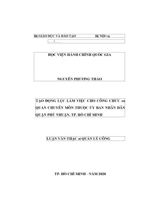 Luận văn thạc sĩ tạo động lực làm việc cho công chức cơ quan chuyên môn thuộc ủy ban nhân dân quận phú nhuận thành phố hồ chí minh