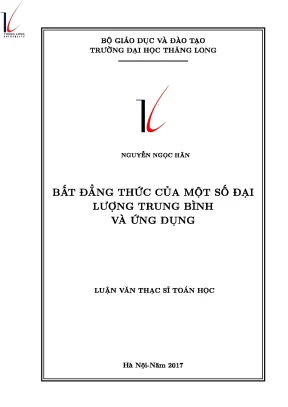 Bất đẳng thức của một số đại lượng trung bình và ứng dụng luận văn thạc sĩ chuyên ngành phương pháp toán sơ cấp