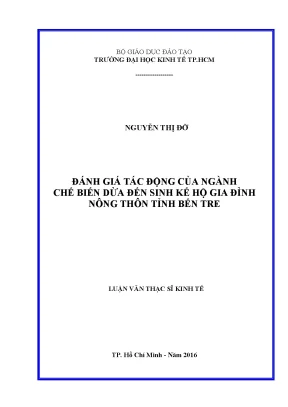 Luận văn đánh giá tác động của ngành chế biến dừa đến sinh kế hộ gia đình nông thôn tỉnh bến tre